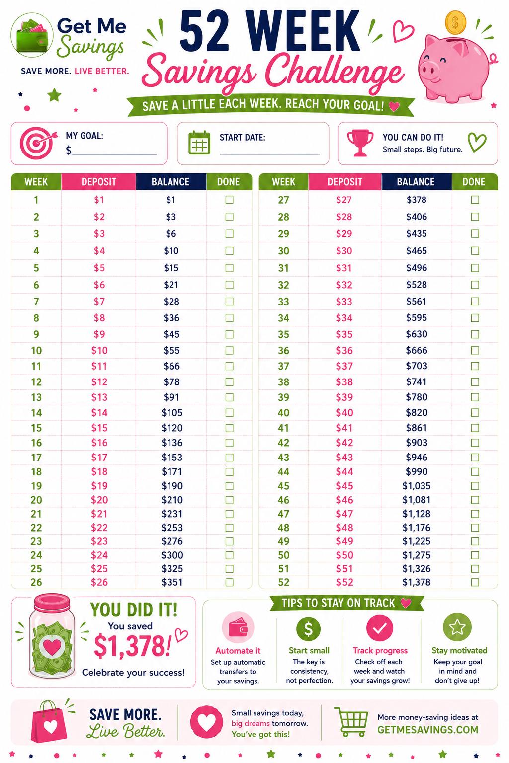 52 Week Savings Challenge
