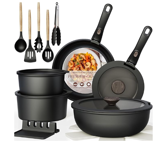 Astercook 21 pcs Pots and Pans Set Non Stick