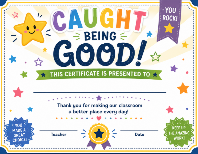 Caught Being Good certificate preview