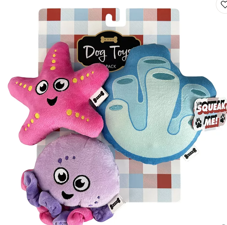 Woof 3-Pack Dog Plush Toys