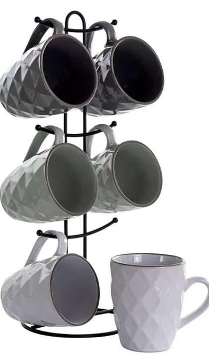 Diamond Waves Mug Set With Stand