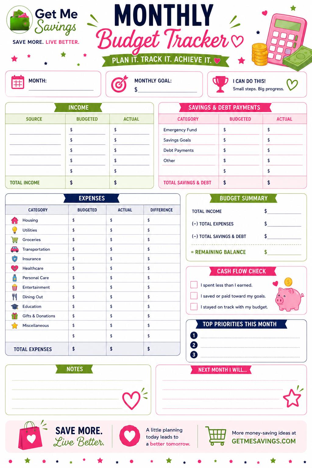 Monthly Budget Tracker