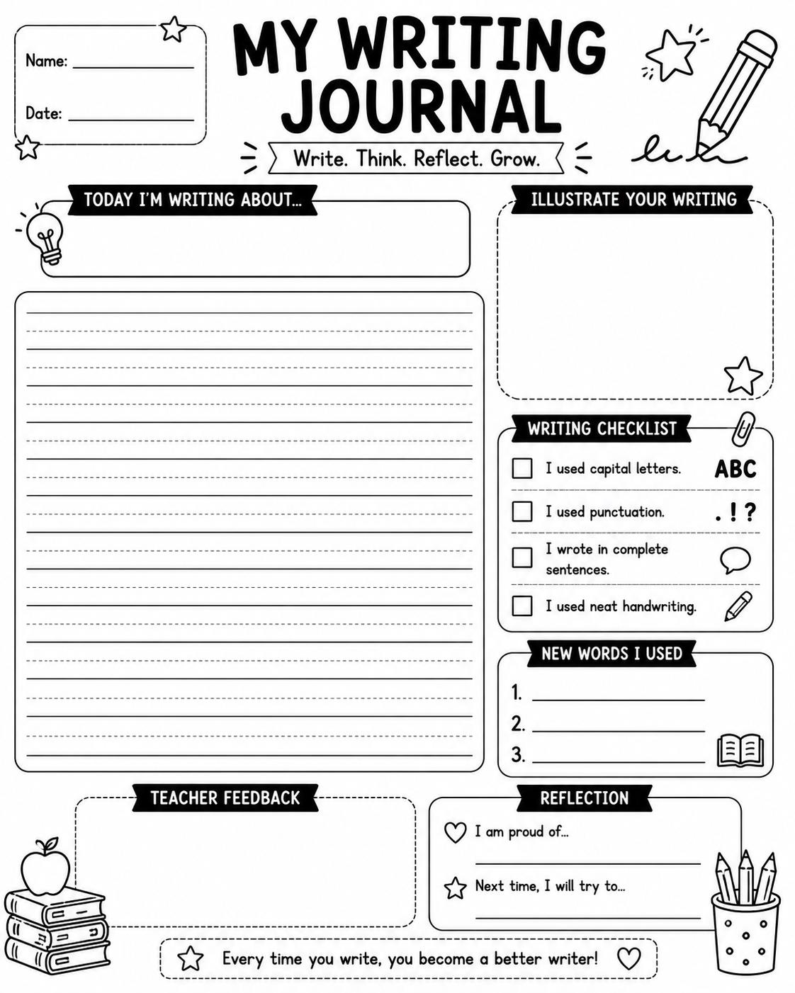 My Writing Journal printable preview
