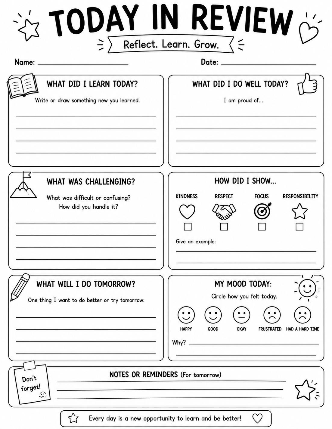 Today in Review printable preview