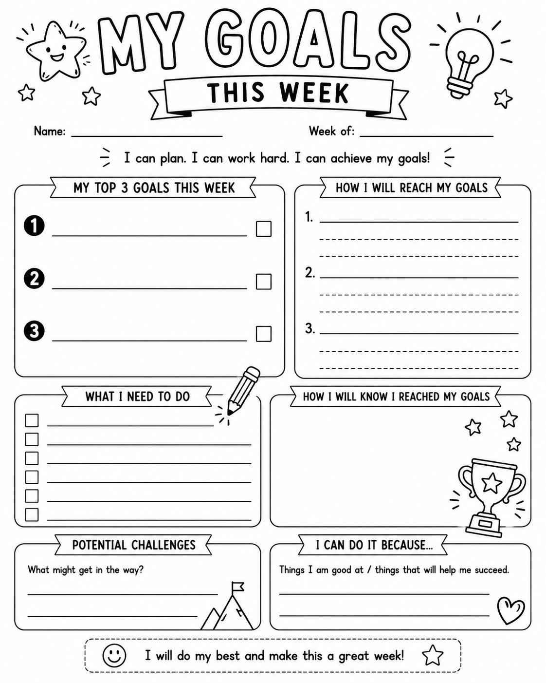 My Goals This Week printable preview